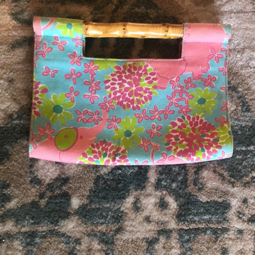 Lily Pulitzer bamboo handle clutch